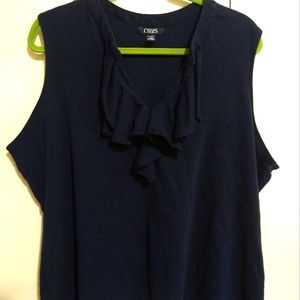 Chaps Ruffle Accent Tank Navy Blue 3x